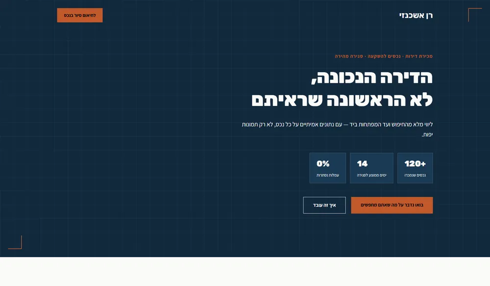 עמוד נחיתה לדוגמה עבור מתווך נדל״ן